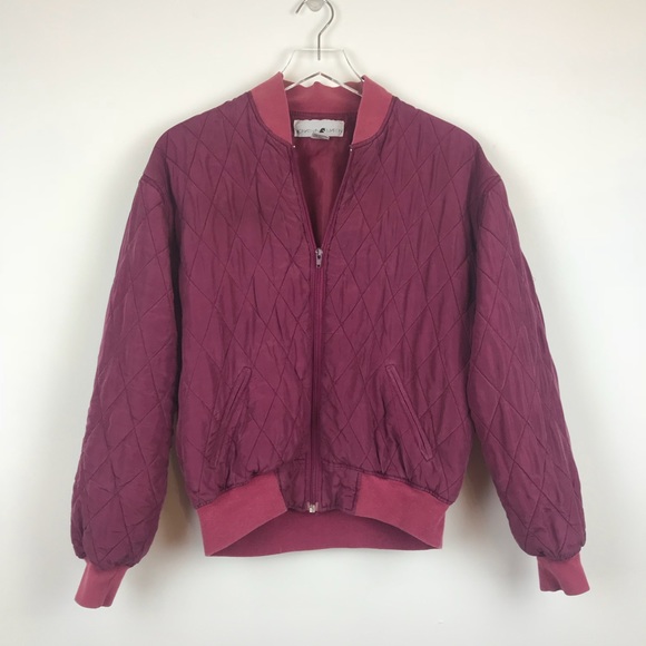 Vintage 100% Silk Quilted Varsity Bomber Jacket - Picture 2 of 5